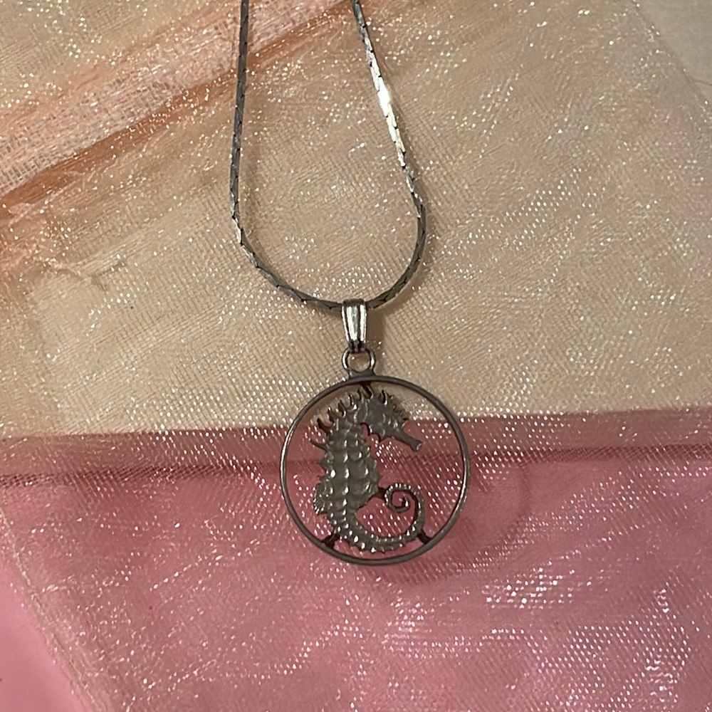 Silver Seahorse Necklace (Made From Coin)